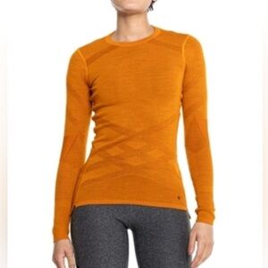 Smartwool Intraknit™ Thermal Merino Base Layer Crew on Vibrant Orange Size XS